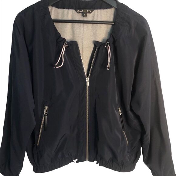 EUC Athleta Navy Blue Chill Bomber Sporty Jacket - Picture 12 of 15